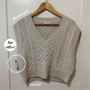 BABATON - Emporia - Cable-Knit Vest - Heather Birch - Merino Wool - Wome…